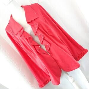 NWOT! MILANO COUTURE! SALMON ORANGEY PINK KNIT, JEWEL DETAILED JACKET! SZ 2X